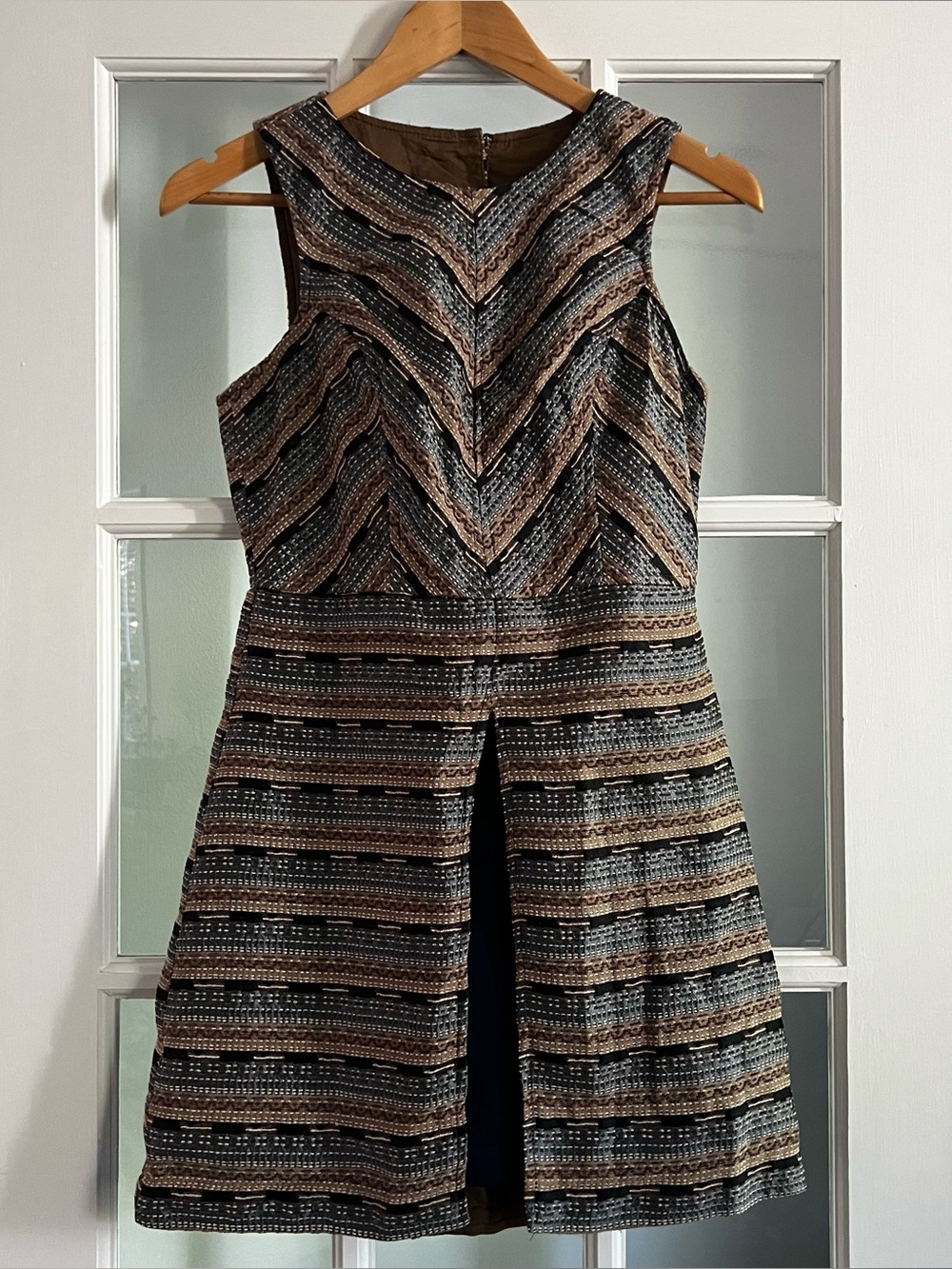 Esley Black, Gold & Silver Chevron Stripe Mini Dress